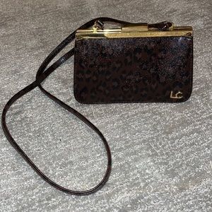Liz Claiborne Vintage Structured Animal Print Mini Bag w/Gold Hardware